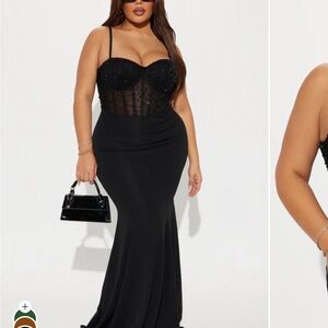 Fashion Nova Bella Embellished Gown- Black